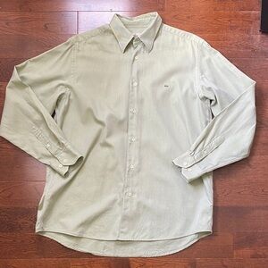 Vintage Lacoste Button-Up Shirt Size 40 Light Green Long Sleeve Made in France